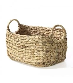Casâme Paniers Et Corbeilles Panier En Jacinthe D'eau Avec Poignées - L46xP27xH27 - Beige