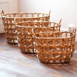 Sensei Maison Paniers Et Corbeilles Panier En Jacinthe D'eau H 23 Cm Naturel S -Accessoires de cheminée Soldes panier en jacinthe d eau h 23 cm naturel s 3