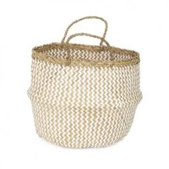 Compactor Paniers Et Corbeilles Panier En Jonc De Mer Beige Et Blanc H32cm -Accessoires de cheminée Soldes panier en jonc de mer beige et blanc h32cm 5