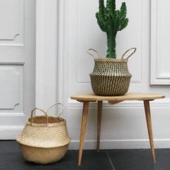 Compactor Paniers Et Corbeilles Panier En Jonc De Mer Beige Et Noir H32cm -Accessoires de cheminée Soldes panier en jonc de mer beige et noir h32cm 5