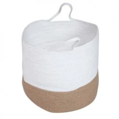 Rendez Vous Déco Paniers Et Corbeilles Panier En Jute Naturelle Et Blanc -Accessoires de cheminée Soldes panier en jute naturelle et blanc 10