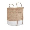 Rendez Vous Déco Paniers Et Corbeilles Panier En Jute Naturelle Et Blanc -Accessoires de cheminée Soldes panier en jute naturelle et blanc