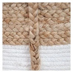 Rendez Vous Déco Paniers Et Corbeilles Panier En Jute Naturelle Et Blanc -Accessoires de cheminée Soldes panier en jute naturelle et blanc 3
