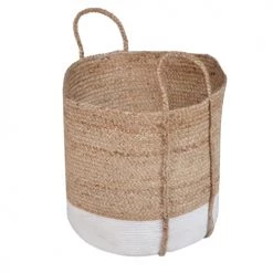 Rendez Vous Déco Paniers Et Corbeilles Panier En Jute Naturelle Et Blanc -Accessoires de cheminée Soldes panier en jute naturelle et blanc 5