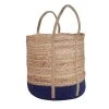 Rendez Vous Déco Paniers Et Corbeilles Panier En Jute Naturelle Et Bleu -Accessoires de cheminée Soldes panier en jute naturelle et bleu