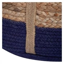 Rendez Vous Déco Paniers Et Corbeilles Panier En Jute Naturelle Et Bleu -Accessoires de cheminée Soldes panier en jute naturelle et bleu 3