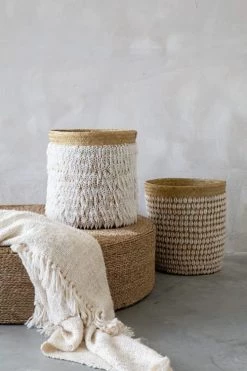 Bazar Bizar Paniers Et Corbeilles Panier En Pandan Naturel Blanc -Accessoires de cheminée Soldes panier en pandan naturel blanc 2