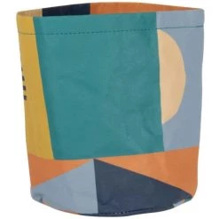 Maisons Du Monde Paniers Et Corbeilles Panier En Papier à Motifs Géométriques Marron Et Bleu Canard