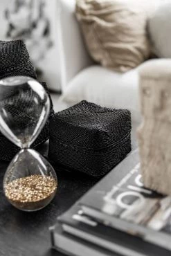 Bazar Bizar Paniers Et Corbeilles Panier En Perles Noir -Accessoires de cheminée Soldes panier en perles noir 5