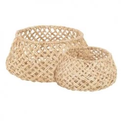 Grenier Alpin Paniers Et Corbeilles Panier En Tressage Abaca (set De 2) -Accessoires de cheminée Soldes panier en tressage abaca set de 2 2