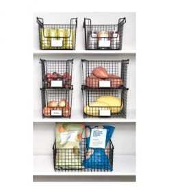 IDesign Paniers Et Corbeilles Panier Filaire Acier Mat - 25 X 21 X H20cm - Noir -Accessoires de cheminée Soldes panier filaire acier mat 25 x 21 x h20cm noir 1