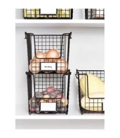 IDesign Paniers Et Corbeilles Panier Filaire Acier Mat - 25 X 21 X H20cm - Noir -Accessoires de cheminée Soldes panier filaire acier mat 25 x 21 x h20cm noir 2