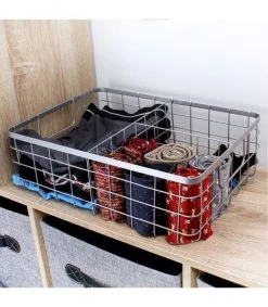 Casâme Paniers Et Corbeilles Panier Filaire Gris 3 Compartiments Métal -Accessoires de cheminée Soldes panier filaire gris 3 compartiments metal 1