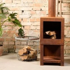 Esschert Design Paniers Et Corbeilles Panier Gris En Métal -Accessoires de cheminée Soldes panier gris en metal 2