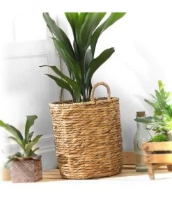 Casâme Paniers Et Corbeilles Panier Haut En Jacinthe D'eau - Beige -Accessoires de cheminée Soldes panier haut en jacinthe d eau beige 2