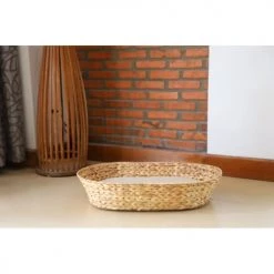 Beau Rivage Paniers Et Corbeilles Panier Ovale Pour Chien Et Chat En Jacinthe D'eau Coussin écru -Accessoires de cheminée Soldes panier ovale pour chien et chat en jacinthe d eau coussin ecru 1