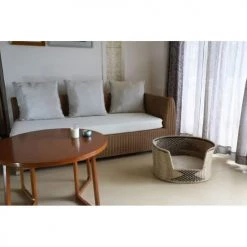 Beau Rivage Paniers Et Corbeilles Panier Ovale Pour Chien Et Chat En Jonc De Mer Coussin écru -Accessoires de cheminée Soldes panier ovale pour chien et chat en jonc de mer coussin ecru 2