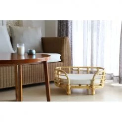 Beau Rivage Paniers Et Corbeilles Panier Ovale Pour Chien Et Chat En Rotin Coussin écru -Accessoires de cheminée Soldes panier ovale pour chien et chat en rotin coussin ecru 8