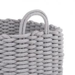 Maisons Du Monde Paniers Et Corbeilles Panier Rectangulaire En Coton Gris -Accessoires de cheminée Soldes panier rectangulaire en coton gris 1000 11 23 205966 2