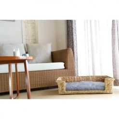 Beau Rivage Paniers Et Corbeilles Panier Rectangulaire Pour Chien Et Chat En Jacinthe D'eau Coloris Gris -Accessoires de cheminée Soldes panier rectangulaire pour chien et chat en jacinthe d eau coloris gris 1