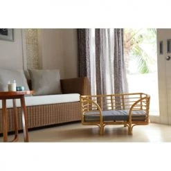 Beau Rivage Paniers Et Corbeilles Panier Rectangulaire Pour Chien Et Chat En Rotin Coussin Coloris Gris -Accessoires de cheminée Soldes panier rectangulaire pour chien et chat en rotin coussin coloris gris 2