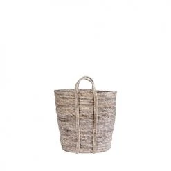 House Nordic Paniers Et Corbeilles Panier Rond En Feuille De Maïs Naturel -Accessoires de cheminée Soldes panier rond en feuille de mais naturel 2