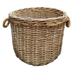 Meubletmoi Paniers Et Corbeilles Panier Rond En Kubu Naturel Tressé D.54 Cm Avec Anses -Accessoires de cheminée Soldes panier rond en kubu naturel tresse d 54 cm avec anses 2
