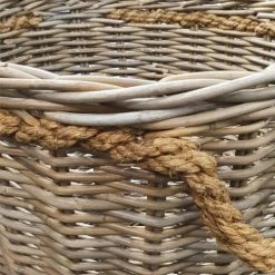 Meubletmoi Paniers Et Corbeilles Panier Rond En Kubu Naturel Tressé D.54 Cm Avec Anses -Accessoires de cheminée Soldes panier rond en kubu naturel tresse d 54 cm avec anses 3