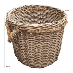 Meubletmoi Paniers Et Corbeilles Panier Rond En Kubu Naturel Tressé D.54 Cm Avec Anses -Accessoires de cheminée Soldes panier rond en kubu naturel tresse d 54 cm avec anses 4