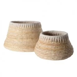 Grenier Alpin Paniers Et Corbeilles Panier Rond En Tressage Abaca Et Corde (set De 2) -Accessoires de cheminée Soldes panier rond en tressage abaca et corde set de 2 2