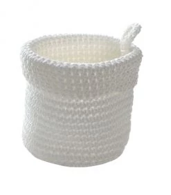 Casâme Paniers Et Corbeilles Panier Rond Maille Crochet 12x10cm - Blanc