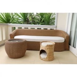 Beau Rivage Paniers Et Corbeilles Panier Rond Pour Chat En Jonc De Mer Coussins écru -Accessoires de cheminée Soldes panier rond pour chat en jonc de mer coussins ecru 2