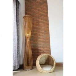 Accessoires de cheminée Soldes -Accessoires de cheminée Soldes panier rond pour chien et chat en jacinthe d eau coussin ecru 1