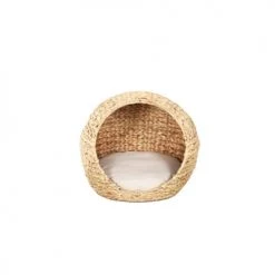 Beau Rivage Paniers Et Corbeilles Panier Rond Pour Chien Et Chat En Jacinthe D'eau Coussin écru