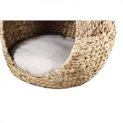 Beau Rivage Paniers Et Corbeilles Panier Rond Pour Chien Et Chat En Jacinthe D'eau Coussin écru -Accessoires de cheminée Soldes panier rond pour chien et chat en jacinthe d eau coussin ecru 5
