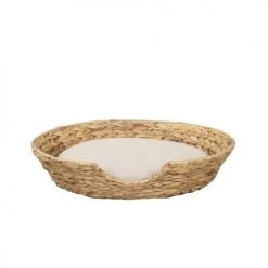 Beau Rivage Paniers Et Corbeilles Panier Rond Pour Chien Et Chat En Jacinthe D'eau Coussin écru