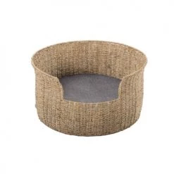 Beau Rivage Paniers Et Corbeilles Panier Rond Pour Chien Et Chat En Jonc De Mer Coussin Gris