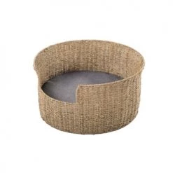 Beau Rivage Paniers Et Corbeilles Panier Rond Pour Chien Et Chat En Jonc De Mer Coussin Gris -Accessoires de cheminée Soldes panier rond pour chien et chat en jonc de mer coussin gris 3
