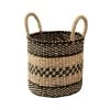 Casâme Paniers Et Corbeilles Panier Rond Tressé En Jonc De Mer - 29 X29 X H25cm - Noir -Accessoires de cheminée Soldes panier rond tresse en jonc de mer 29 x29 x h25cm noir