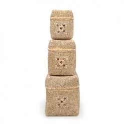 Bazar Bizar Paniers Et Corbeilles Paniers De Fleurs En Perles Naturelles Marron Lot De 3