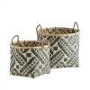 Madam Stoltz Paniers Et Corbeilles Paniers En Bambou Vert - Lot De 2 -Accessoires de cheminée Soldes paniers en bambou vert lot de 2