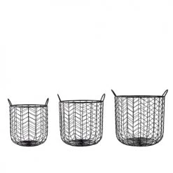 Villa Collection Paniers Et Corbeilles Paniers En Fer Noir - Lot De 3