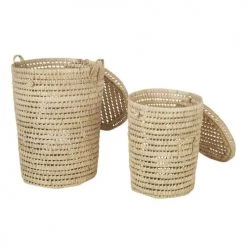 Maisons Du Monde Paniers Et Corbeilles Paniers En Fibre De Palmier Tressée Main (x2) -Accessoires de cheminée Soldes paniers en fibre de palmier tressee main x2 1000 0 16 226049 2