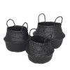 Broste Copenhagen Paniers Et Corbeilles Paniers En Herbe De Mer Noir - Lot De 3 -Accessoires de cheminée Soldes paniers en herbe de mer noir lot de 3