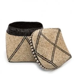 Bazar Bizar Paniers Et Corbeilles Paniers En Perles Naturelles Noires Lot De 3 -Accessoires de cheminée Soldes paniers en perles naturelles noires lot de 3 4