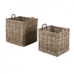 Maisons Du Monde Paniers Et Corbeilles Paniers En Rotin Tressé Blanc (x3) -Accessoires de cheminée Soldes paniers en rotin tresse blanc x3 1000 15 39 225826 3