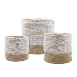 Stof Paniers Et Corbeilles Paniers Ou Cache-pot En Coton - Lot De 3 -Accessoires de cheminée Soldes paniers ou cache pot en coton lot de 3 3