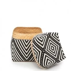 Bazar Bizar Paniers Et Corbeilles Paniers Perles Noir Blanc Lot De 3 -Accessoires de cheminée Soldes paniers perles noir blanc lot de 3 3