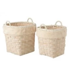 LANADECO Paniers Et Corbeilles Paniers Ronds Anses Imitation Fourrure Rotin - Lot De 2 -Accessoires de cheminée Soldes paniers ronds anses imitation fourrure rotin lot de 2 6