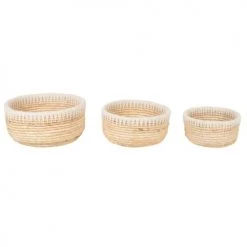 Grenier Alpin Paniers Et Corbeilles Paniers Ronds En Tressage Abaca Et Corde (set De 3)